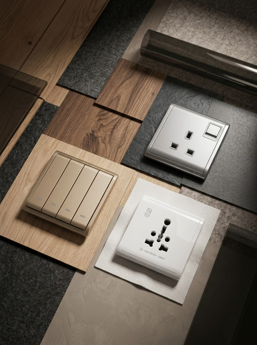 Schneider Electric Pieno series – switches and sockets in white, wine gold and aluminium silver