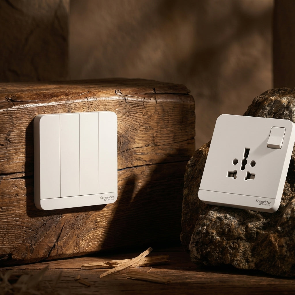 Schneider Electric Avatar On series – switches and sockets in white and dark grey