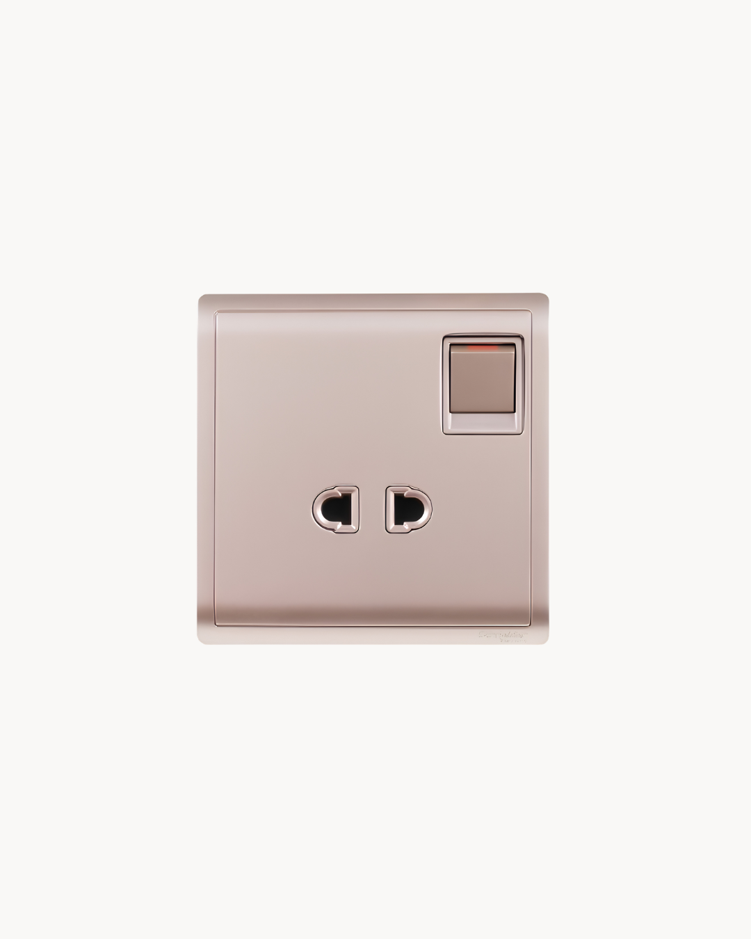 Pieno 10 Amp 2 Pin Switched Socket – Schneider Electric Pieno socket, catalogue number E8215US, Wine Gold finish – 10 A rated. Genuine Schneider Electric product supplied by HYDZ Traders, Pakistan.