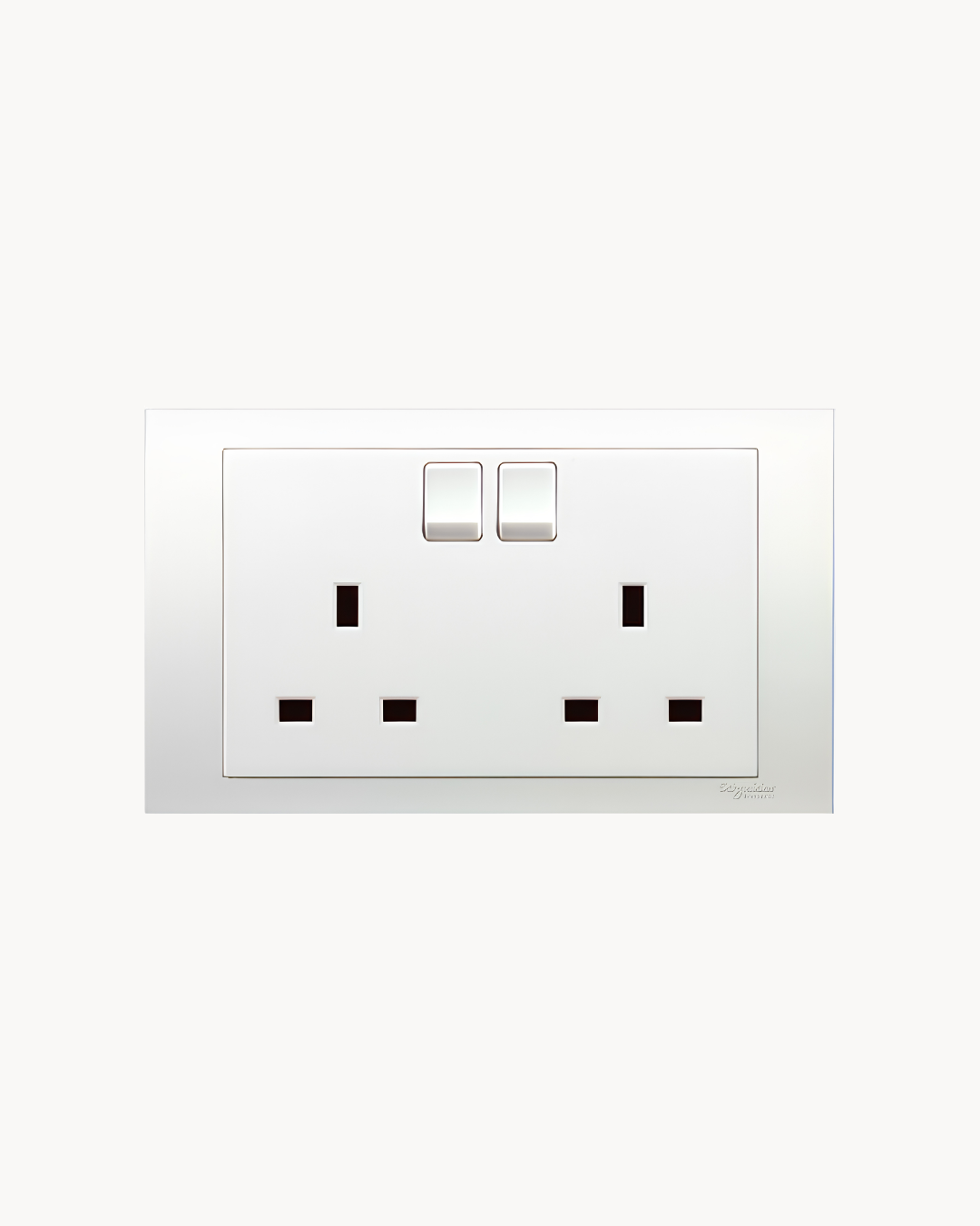 Vivace 13 Amp Duplex Switched Socket – Schneider Electric Vivace socket, catalogue number KB25, White – 13 A rated, duplex (double outlet). Suitable for homes, offices and commercial buildings.