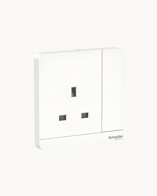 Avatar On 13 Amp Switched Socket – Schneider Electric Avatar On socket, catalogue number E8315, White finish – 13 A rated. Suitable for homes, offices and commercial buildings.