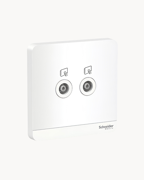 Avatar On 2 Gang TV Outlet – Schneider Electric Avatar On TV outlet, catalogue number E8332TV, White finish – 2-gang. Suitable for homes, offices and commercial buildings.