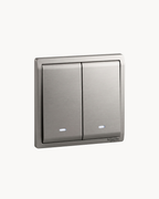 Pieno 2 Gang 1 Way Switch – Schneider Electric Pieno switch, catalogue number E8232L1F20, Aluminium Silver finish. 1-year warranty. Authorised Schneider Electric channel partner HYDZ Traders.