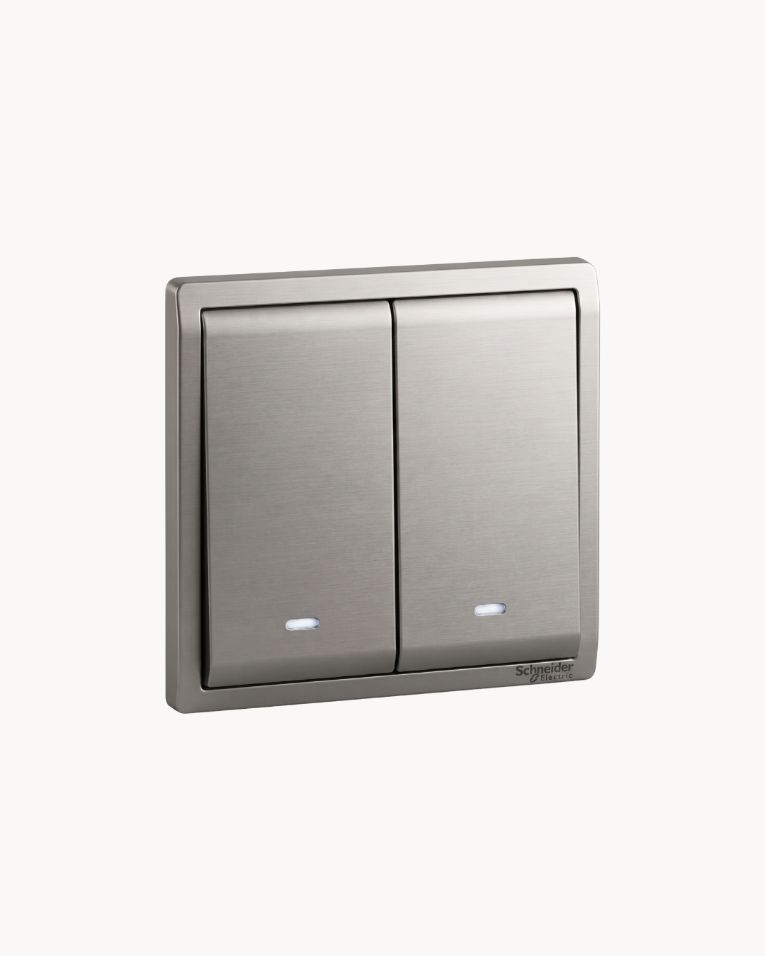 Pieno 2 Gang 1 Way Switch – Schneider Electric Pieno switch, catalogue number E8232L1F20, Aluminium Silver finish. 1-year warranty. Authorised Schneider Electric channel partner HYDZ Traders.