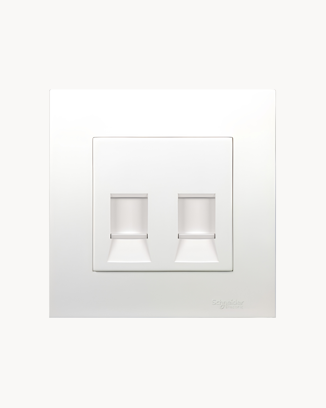 Vivace 2 Gang Shuttered Plate – Schneider Electric Vivace shuttered data/telecom plate, catalogue number KB32RJK, White – 2-gang, shuttered ports. Suitable for homes, offices and commercial buildings.
