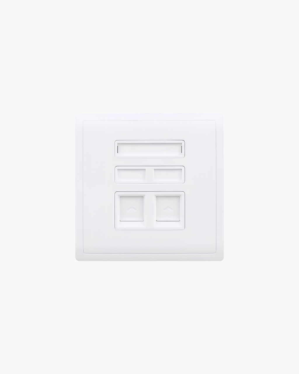 Pieno 2 Gang Shuttered Plate and Pieno 2 Gang Shuttered Telephone Outlet – Schneider Electric Pieno, catalogue numbers E8232RJS and E8232RJS4, White finish. Supplied by HYDZ Traders, authorised Schneider Electric channel partner in Pakistan.