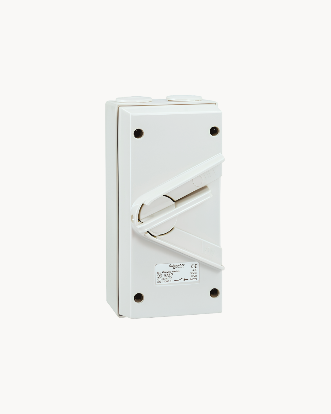 Kavacha 35 Amp TP Isolator, Kavacha 35 Amp DP Isolator and Kavacha 35 Amp SP Isolator – Schneider Electric Kavacha, catalogue numbers WHT35, WHD35 and WHS35. Supplied by HYDZ Traders, authorised Schneider Electric channel partner in Pakistan.