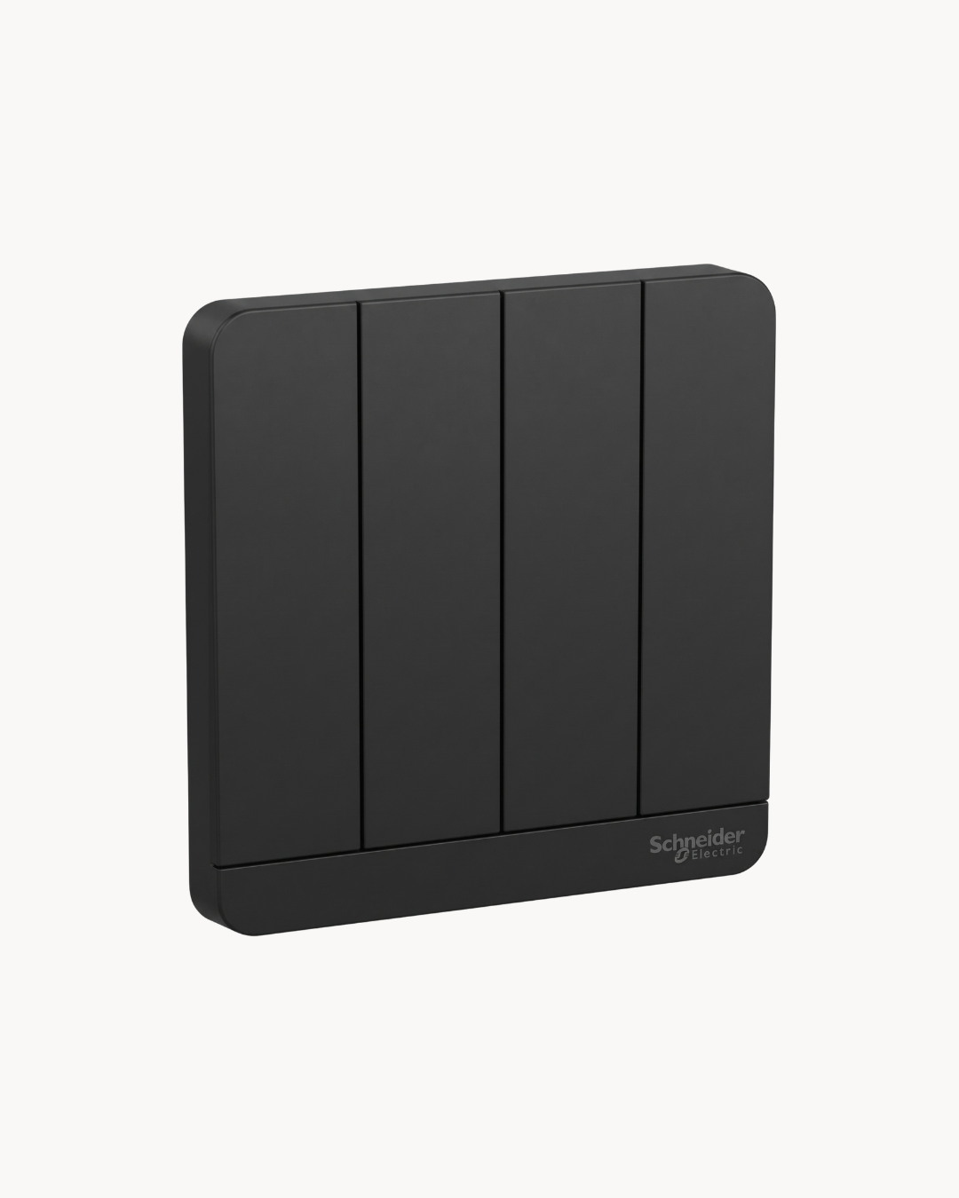 Avatar On 16AX 4 Gang 1 Way Switch – Schneider Electric Avatar On switch, catalogue number E8334L1, Dark Grey finish – 4-gang, 1-way, 16AX rated. Genuine Schneider Electric product supplied by HYDZ Traders, Pakistan.