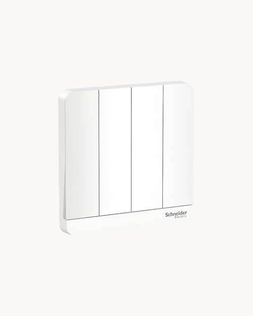Avatar On 16AX 4 Gang 1 Way Switch – Schneider Electric Avatar On switch, catalogue number E8334L1, White finish – 4-gang, 1-way, 16AX rated. Suitable for homes, offices and commercial buildings.