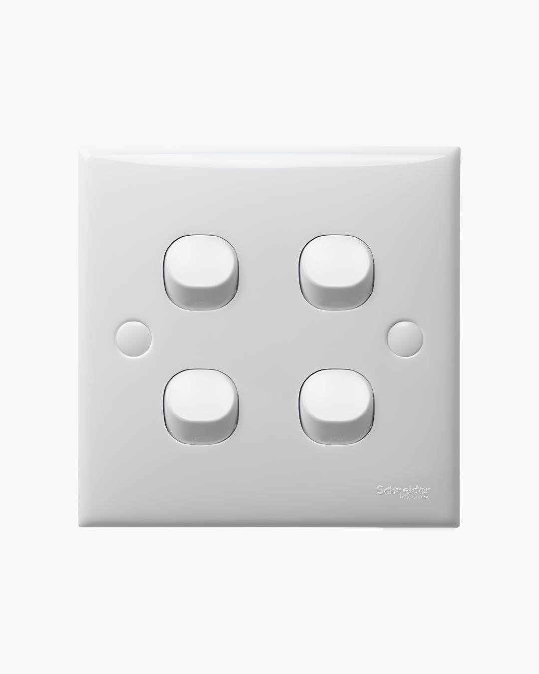 S-Classic 10AX 4 Gang 1 Way Switch – Schneider Electric S-Classic switch, catalogue number E34/1/2A, White – 4-gang, 1-way, 10AX rated. Suitable for homes, offices and commercial buildings.