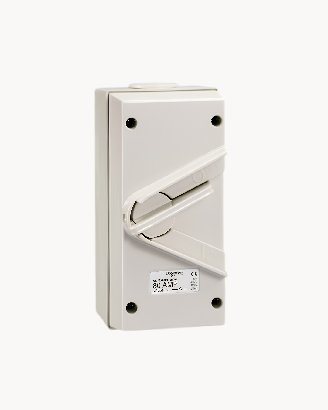 Kavacha 80 Amp TP Isolator – Schneider Electric Kavacha triple pole weatherproof isolator, catalogue number WHT80, 80 A rated. Suitable for industrial facilities, commercial buildings and outdoor installations.