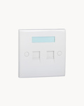 BRW 2 Port Plate – Schneider Electric Data Accessories data port plate, catalogue number DCBRWPS2PSWT-WE, White. Suitable for offices, data rooms and hotels.