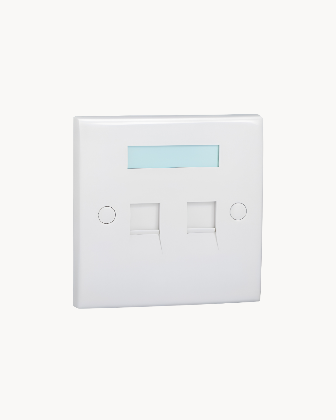 BRW 2 Port Plate – Schneider Electric Data Accessories data port plate, catalogue number DCBRWPS2PSWT-WE, White. Suitable for offices, data rooms and hotels.