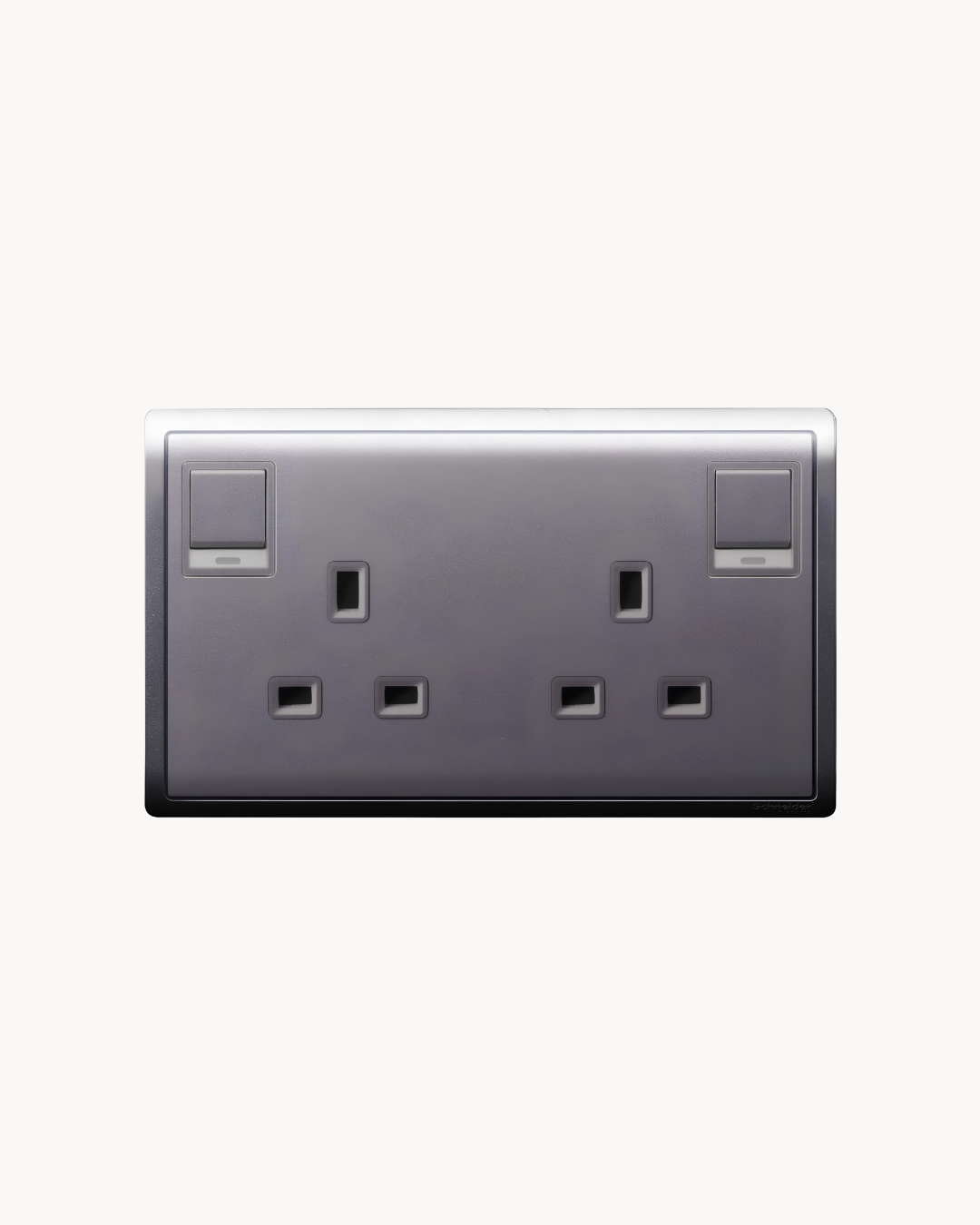 Pieno 13 Amp Duplex Switched Socket – Schneider Electric Pieno socket, catalogue number E82T25, Aluminium Silver finish. 1-year warranty. Authorised Schneider Electric channel partner HYDZ Traders.