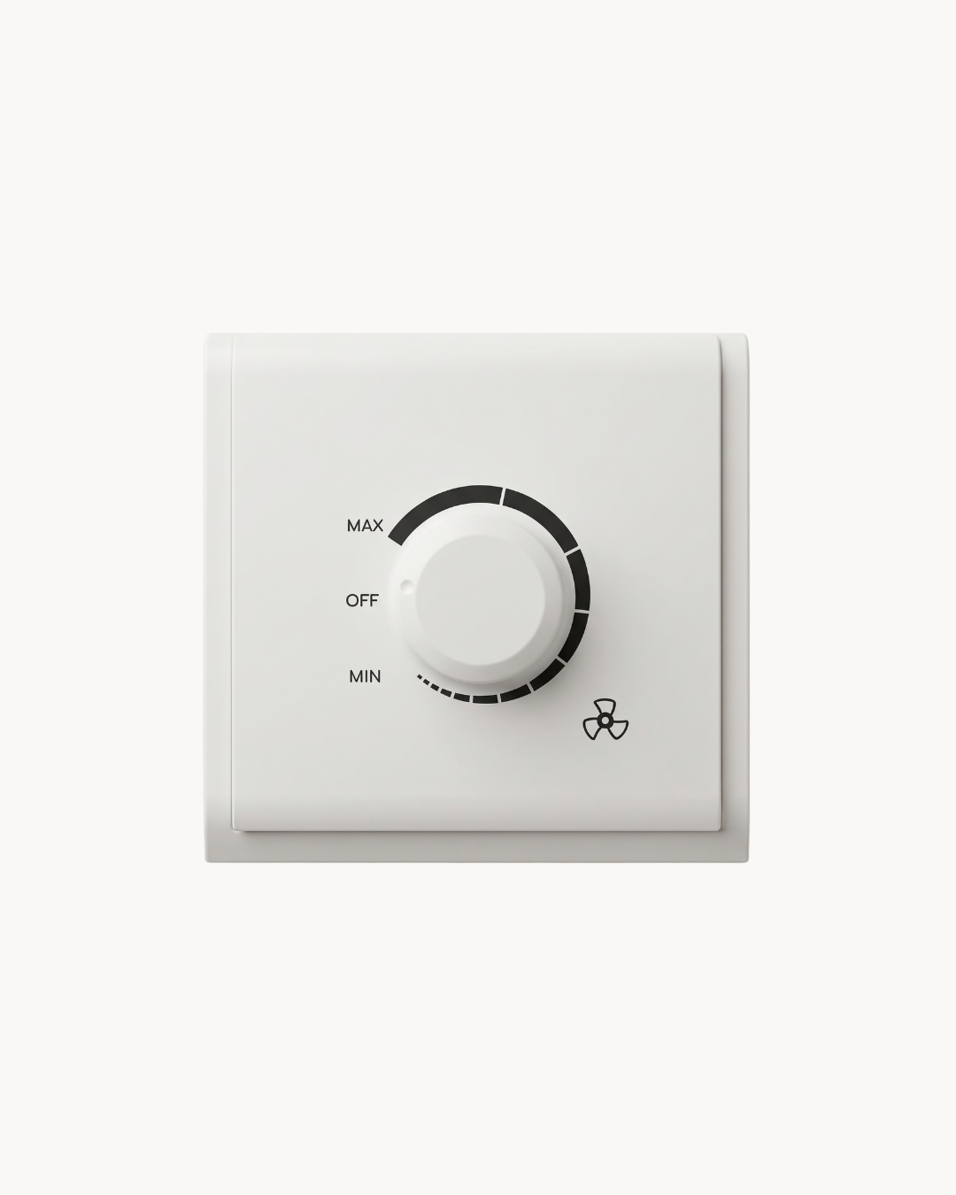 Pieno Fan Speed Controller – Schneider Electric Pieno fan controller, catalogue number E8230X250F, White finish. Suitable for homes, offices and commercial buildings.