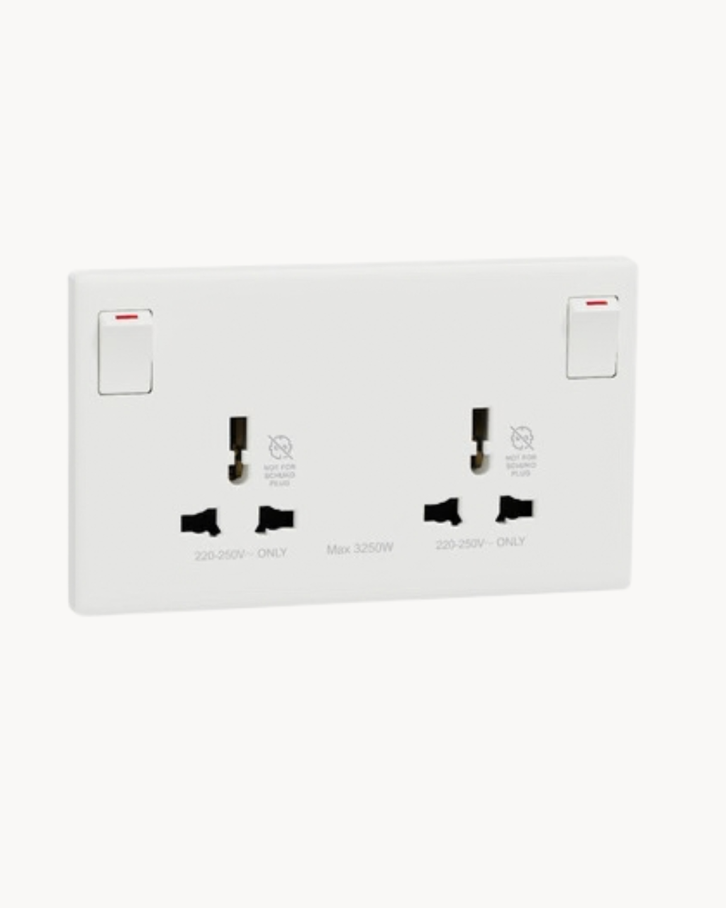 Vivace E 13 Amp Duplex International Switched Socket – Schneider Electric Vivace E socket, catalogue number KBNT25_IS_WE, White – 13 A rated, duplex (double outlet), multi-plug compatible. Suitable for homes, offices and commercial buildings.