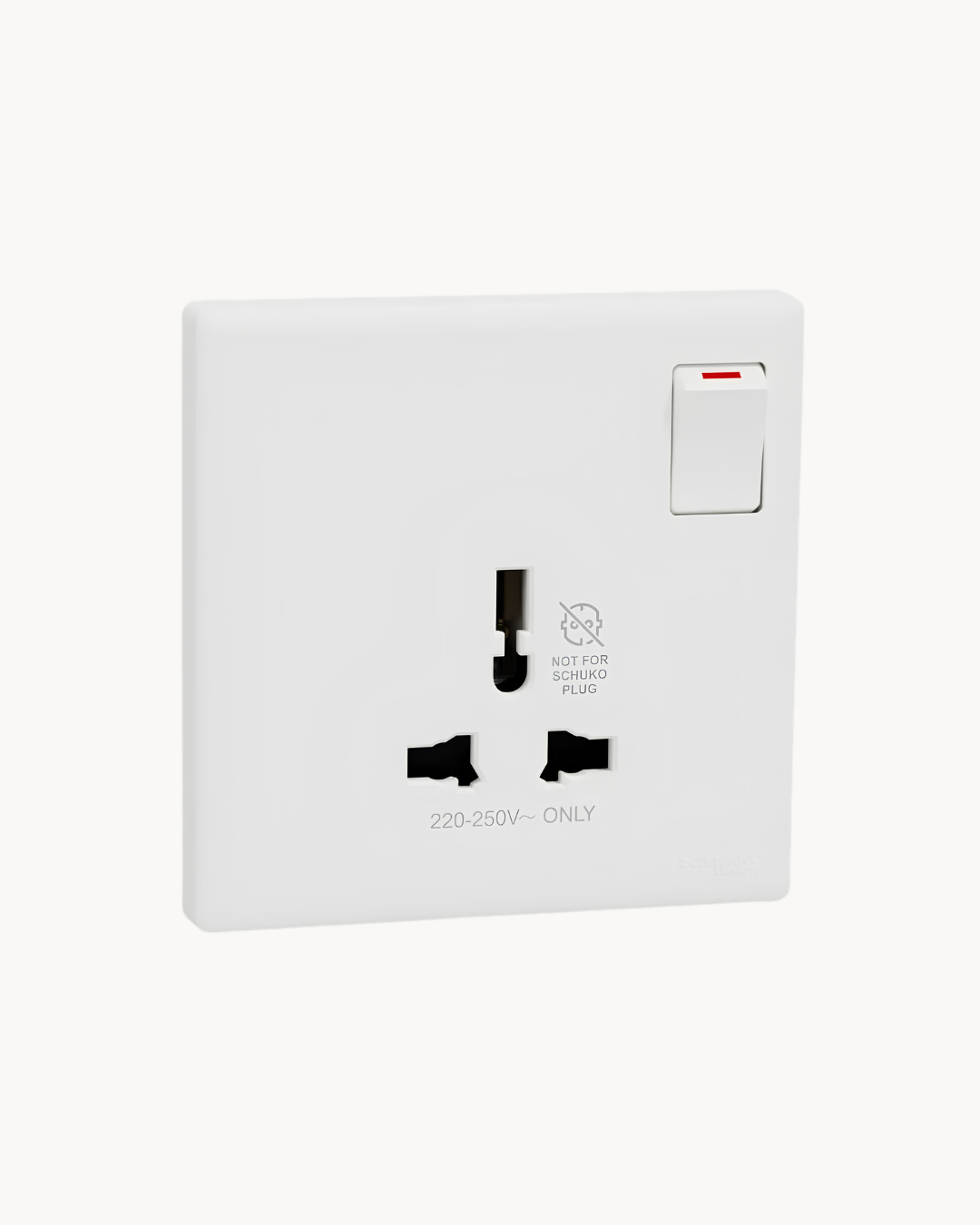 Vivace E 13 Amp International Switched Socket – Schneider Electric Vivace E socket, catalogue number KBN15_IS_WE, White – 13 A rated, multi-plug compatible. Suitable for homes, offices and commercial buildings.