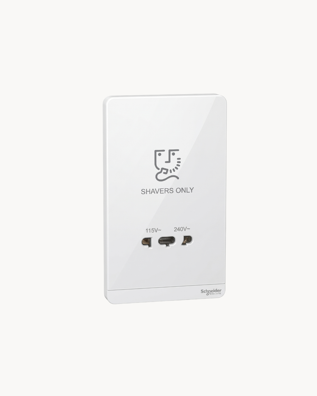 Avatar On Universal Shaver Socket – Schneider Electric Avatar On shaver socket, catalogue number E83T727V, White finish – multi-plug compatible. Suitable for homes, offices and commercial buildings.