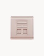 Pieno 2 Gang Shuttered Plate and Pieno 2 Gang Shuttered Telephone Outlet – Schneider Electric Pieno, catalogue numbers E8232RJS and E8232RJS4, Wine Gold finish. Supplied by HYDZ Traders, authorised Schneider Electric channel partner in Pakistan.