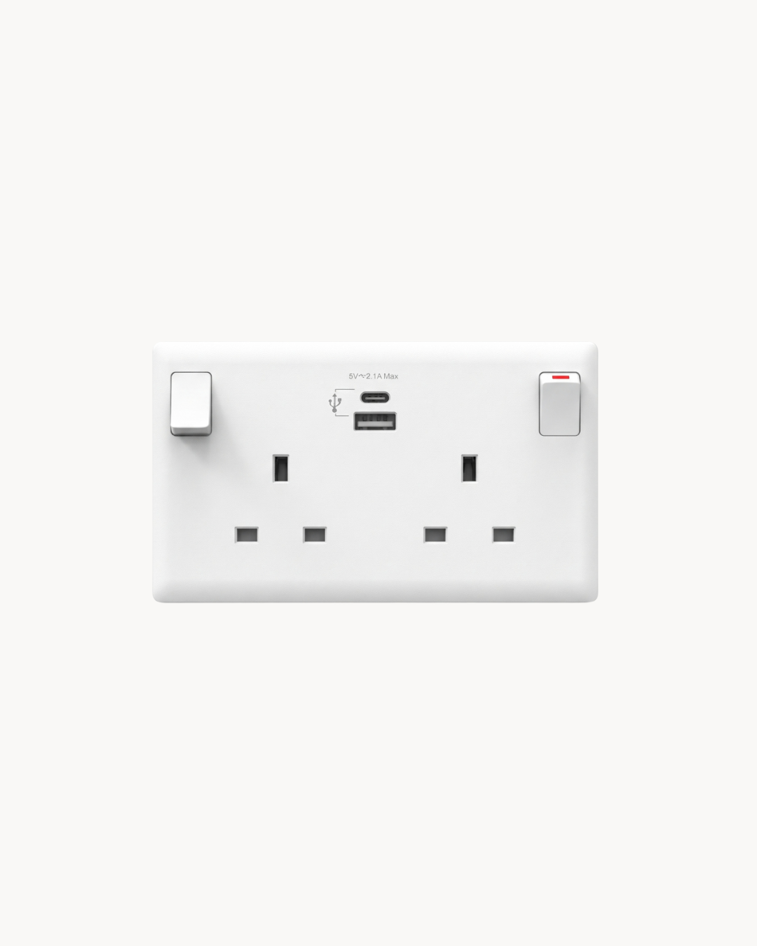 Vivace E 13 Amp Duplex Switched Socket With USB A+C – Schneider Electric Vivace E socket, catalogue number KBNT25USB_WE_G11, White – 13 A rated, USB-A and USB-C charging, duplex (double outlet). Suitable for homes, offices and commercial buildings.