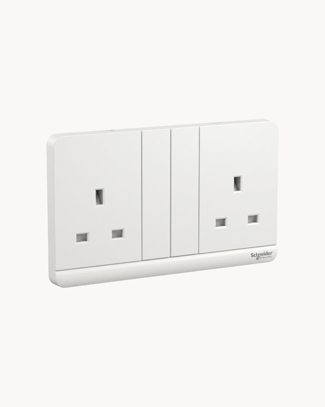 Avatar On 13 Amp Duplex Switched Socket – Schneider Electric Avatar On socket, catalogue number E83T25, White finish – 13 A rated, duplex (double outlet). Suitable for homes, offices and commercial buildings.