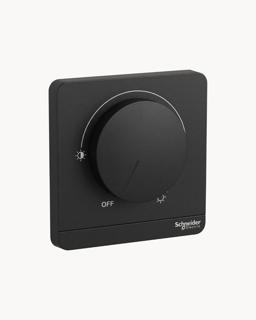 Avatar On Fan Dimmer – Schneider Electric Avatar On dimmer, catalogue number E8331RD250, Dark Grey finish. Genuine Schneider Electric product supplied by HYDZ Traders, Pakistan.
