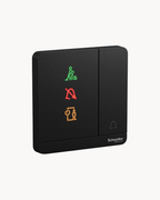 Avatar On Hotel DND, PCU and Bell Indicator Switch – Schneider Electric Avatar On hotel switch, catalogue number E8331BPDMW, Dark Grey finish – hotel room control. Genuine Schneider Electric product supplied by HYDZ Traders, Pakistan.