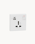 Vivace E 13 Amp International Switched Socket With USB A+C – Schneider Electric Vivace E socket, catalogue number KBNT15USB_IS_WE, White – 13 A rated, USB-A and USB-C charging, multi-plug compatible. Suitable for homes, offices and commercial buildings.