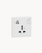 Vivace E 13 Amp International Switched Socket With USB A+C – Schneider Electric Vivace E socket, catalogue number KBNT15USB_IS_WE, White – 13 A rated, USB-A and USB-C charging, multi-plug compatible. Suitable for homes, offices and commercial buildings.